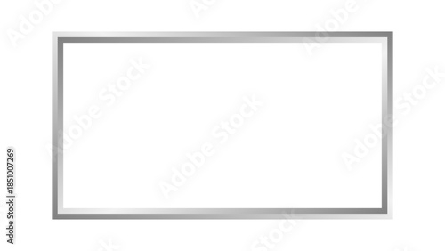 3D elegant rectangular shiny silver frame Vector art. Silver gradient metallic border. Premium metal silver frame overlay for luxury design and branding projects. Vector illustration.