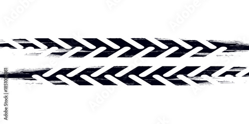 Tire track. Car, bike, motorcycle tyre mark with grunge effect isolated on white background. Wheel footprint on the road. Top view of rubber protector mark.