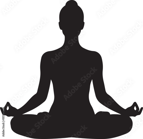 Minimal Yoga Meditation Silhouette of Woman in Lotus Pose.