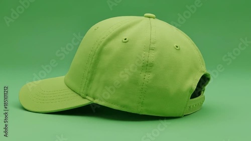 Green Baseball Cap on Green Background - A Stylish Accessory.