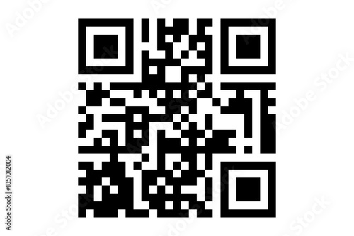 Black and white QR code on a clean background. This digital symbol represents modern technology and data transfer.