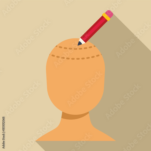 Human head being marked with a pencil for a cosmetic hair transplantation procedure
