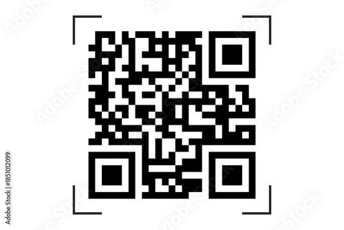 QR code on white background. Digital scan marks are visible around the code.