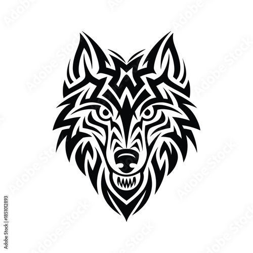 Tribal wolf head tattoo vector illustration