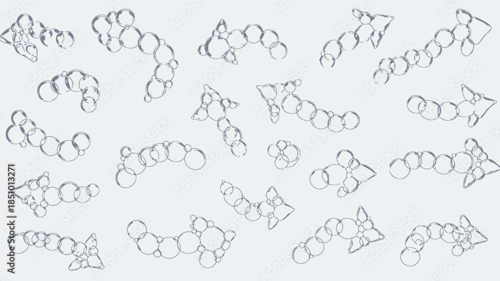 Obraz premium Unique molecular structures in gray on white background