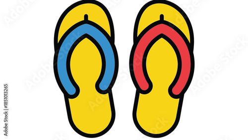 Pair of colorful flip-flops for summer vacation.