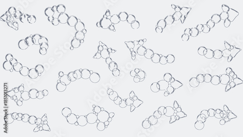 Unique molecular structures in gray on white background