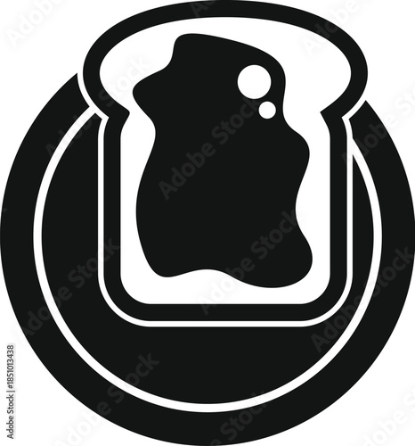 Toast slice with jam spread on a plate, representing a breakfast food item