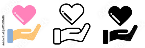 ハートをのせた手のアイコンセット/Heart on Hand Icon Set