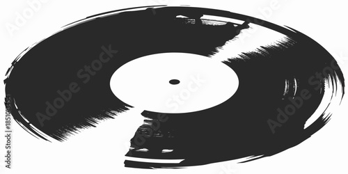 Vinyl Record in Grunge Style with High Contrast Black and White for Music Industry