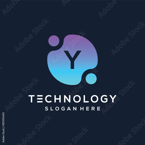 Free Download Geometric letter Y digital technology network internet logo design icon concept - GFXLoad