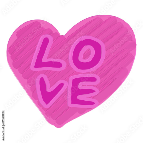 油彩風タッチのLOVEハートデザイン/Oil Paint Style Love Heart Illustration
