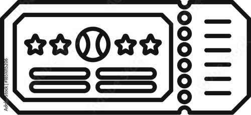 Baseball event admission ticket line art graphic