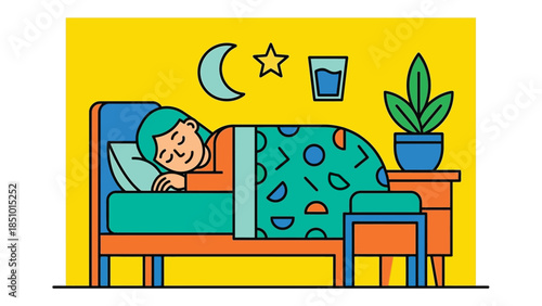 Person sleeping peacefully in a comfortable bed at night.