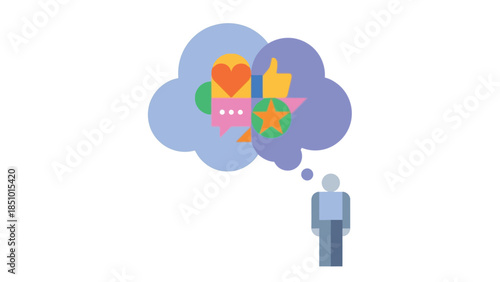 Person thinking about love and relationships with heart symbol.