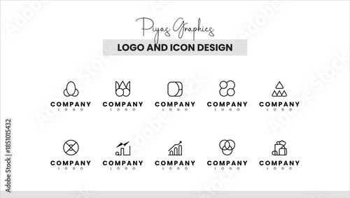 Minimal Line Logo and Icon Set for Corporate Branding, Clean Business Logo Template