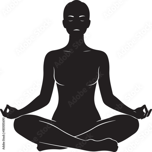 Minimal Yoga Meditation Silhouette of Woman in Lotus Pose.