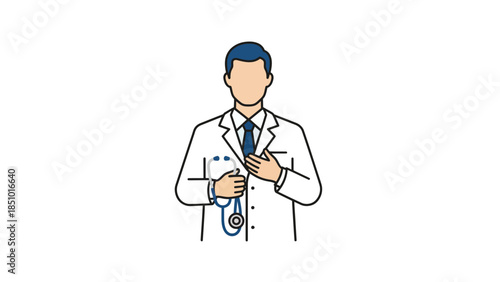 Professional Doctor Wearing White Coat Holding Stethoscope Confidently.