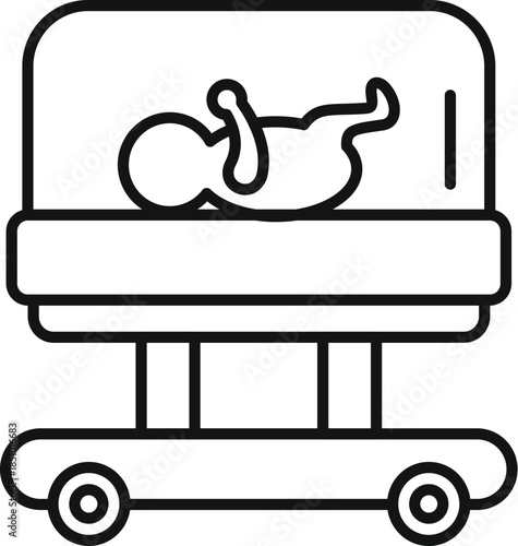 Newborn baby resting peacefully inside a medical incubator at a hospital