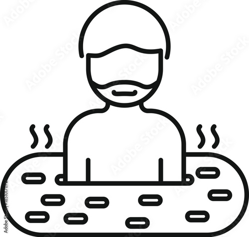 Man relaxing in a bubbling hot tub with steam rising, promoting wellness and hydrotherapy