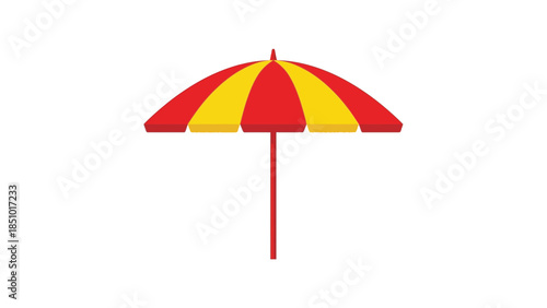 Red and Yellow Striped Beach Umbrella Isolated.