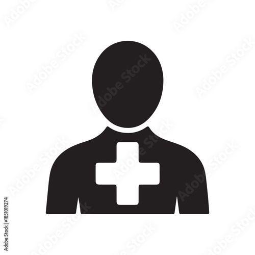 medical professional, healthcare worker, healthcare icon, silhouette, simple geometric shape, minimalist design, black and white
