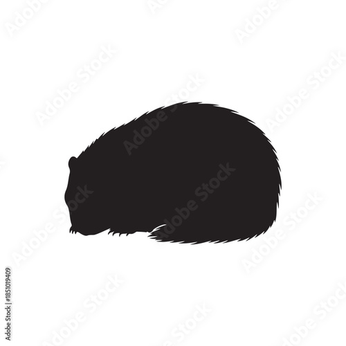 Groundhog Sleeping silhouette vector flat illustration on white background