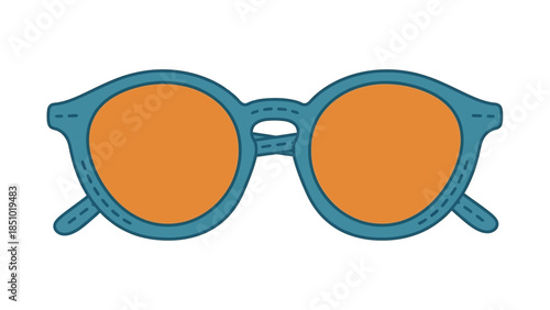 Round Blue Eyeglasses with Orange Lenses.