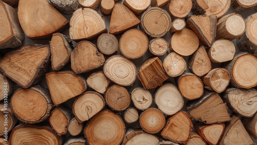 Fototapeta premium Interlocking Wood Segments. A Study in Texture, Shape, and Natural Tones.