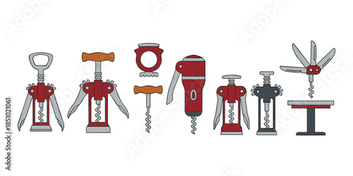 Corkscrew collection showing different wine bottle openers