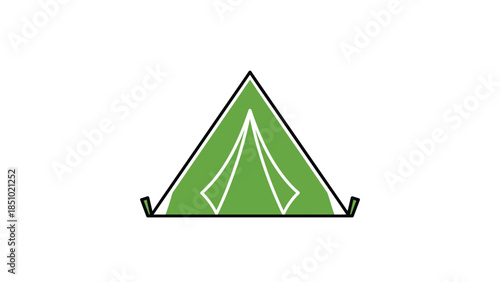 Simple Green Tent Icon for Outdoor Adventures.