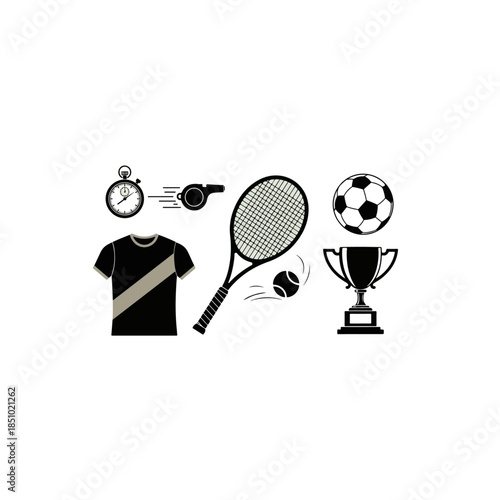 Collection of Sports Equipment and Accessories for Various Athletic Activities.