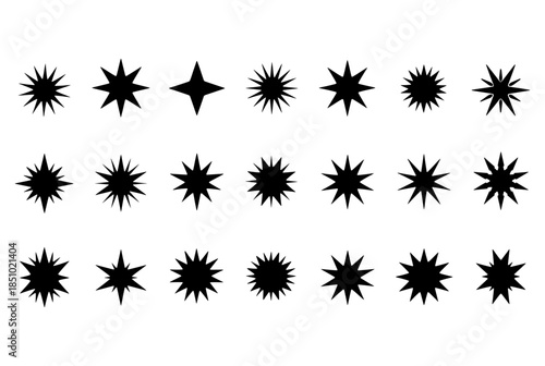Wallpaper Mural Collection of black star silhouettes set including various spark flare and burst icons with multiple points for geometric decoration element Torontodigital.ca