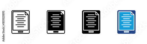 E-Book Reader icon set multiple style collection