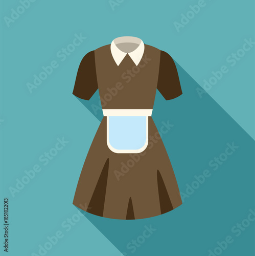 Maid uniform with a white collar and apron, representing domestic service