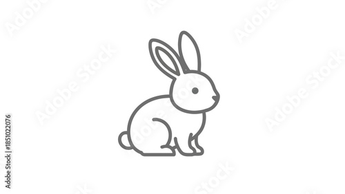 Simple Line Art Icon of a Cute Bunny Rabbit.