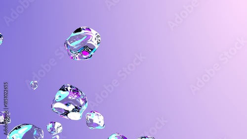 Bubbles on Purple Gradient Background With Copy Space