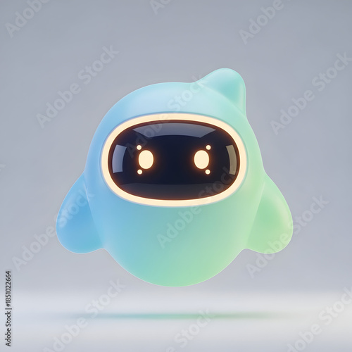 Cute Robot Character with Glowing Eyes.