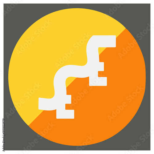 Stylized pound sterling currency symbol with a modern flat design on a vibrant split circle background isolated on white background, Vector