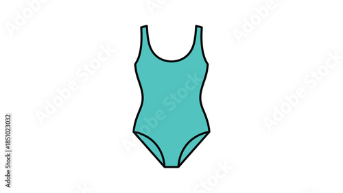 Simple Teal One-Piece Swimsuit Icon Graphic.