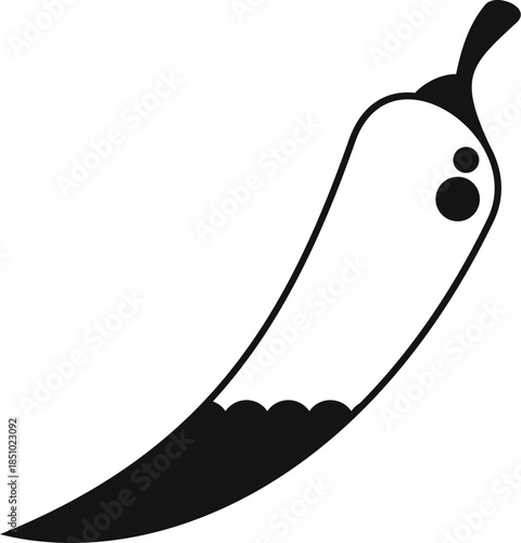 Chili pepper outline drawing representing spiciness and hotness for food concepts