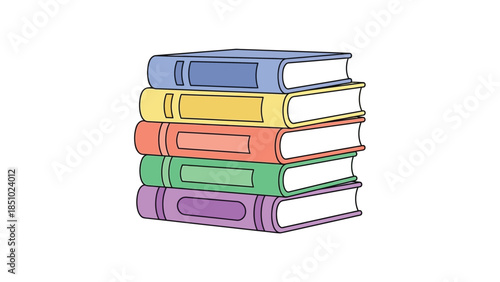 Stack of Colorful Books Isolated on White Background.