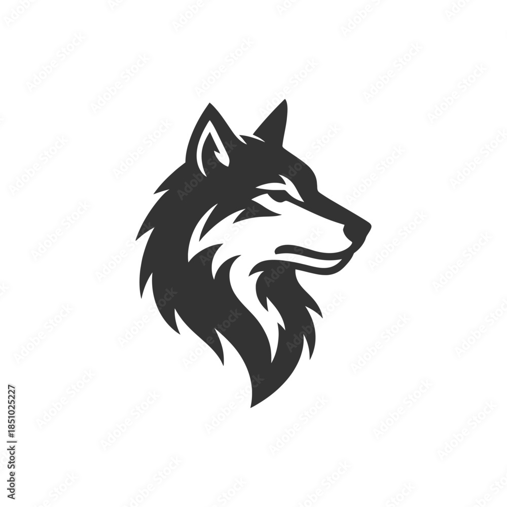 Fototapeta premium Bold wolf head logo design for branding and apparel projects with modern, fierce aesthetic appeal