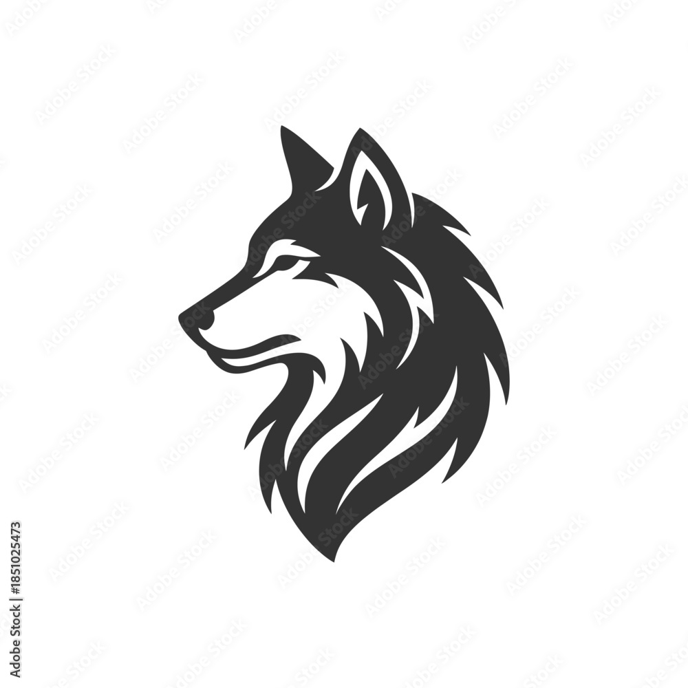 Fototapeta premium Create a powerful brand with this striking wolf logo design, perfect for a modern company aesthetic