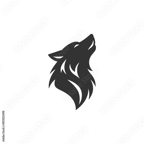 Elegant wolf silhouette howling to the sky evokes strength and wild spirit for branding and apparel designs