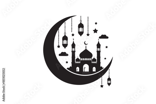 mosque illustration for ramadhan