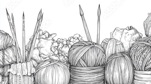 Wallpaper Mural Detailed illustration of various crafting supplies. Torontodigital.ca