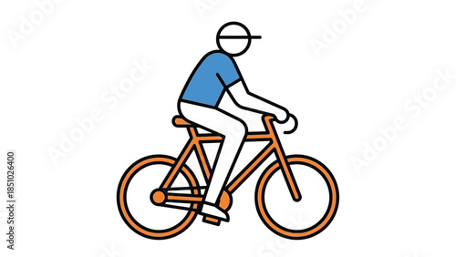 Stylized illustration of a person riding a bicycle.