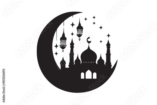 mosque illustration for ramadhan