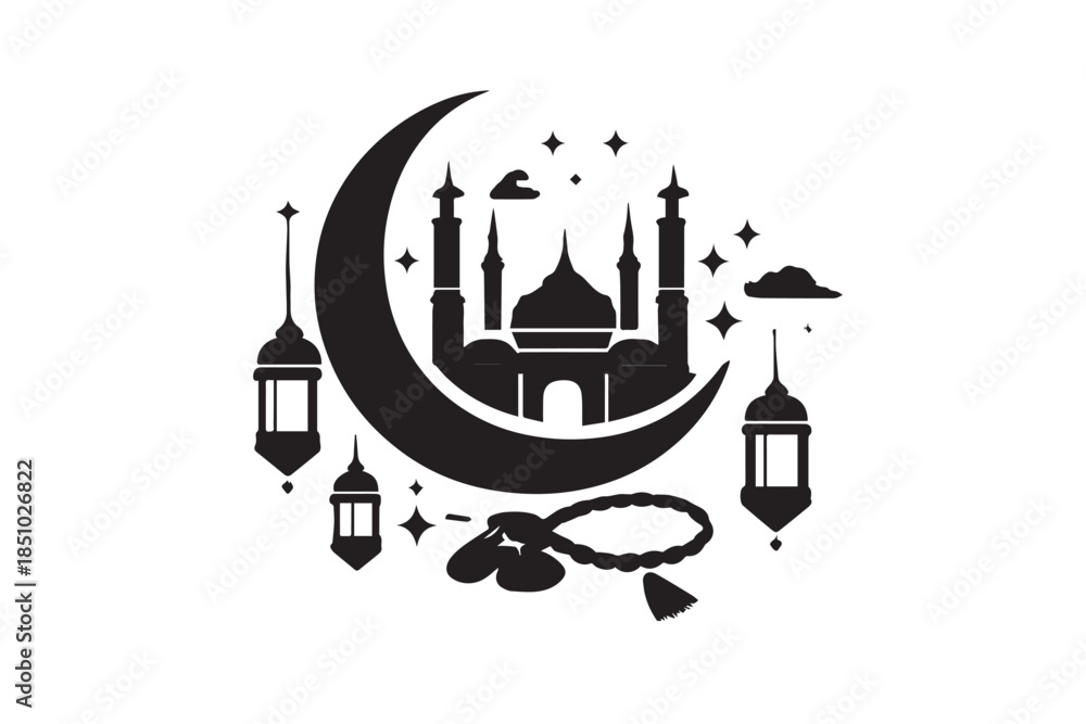Naklejka premium mosque illustration for ramadhan